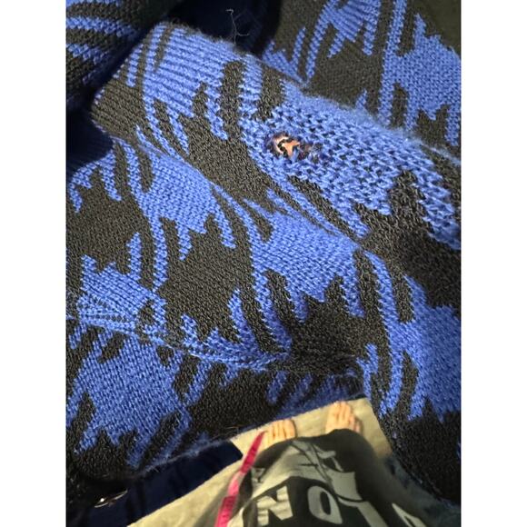 St. john for I.Magnin Vintage Blue Black Checkered Plaid Cardigan Sweater Small - Picture 8 of 12